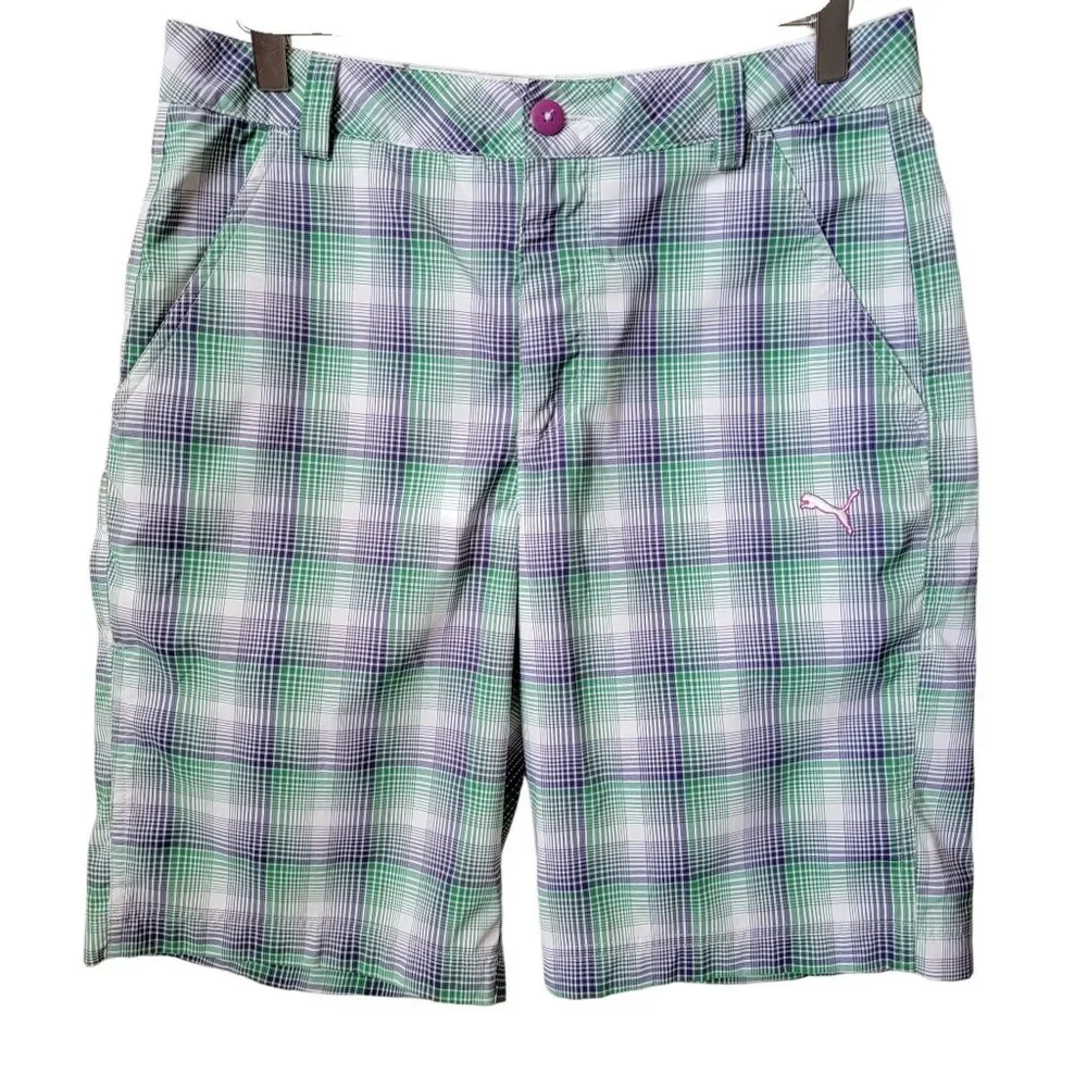 Puma Men's Plaid Golf Shorts - Picture 1 of 16